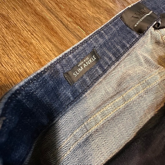 White House Black Market‎ Denim Jeans Ankle High-Rise Distressed Patched 12S - Picture 7 of 12